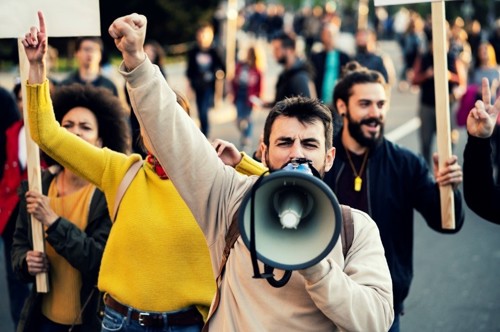 people on a protest