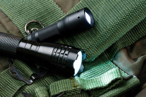 2 flashlights on