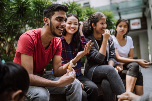 group of people talking